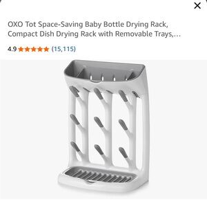 OXO Space-Saving Gray Baby Bottle Drying Rack